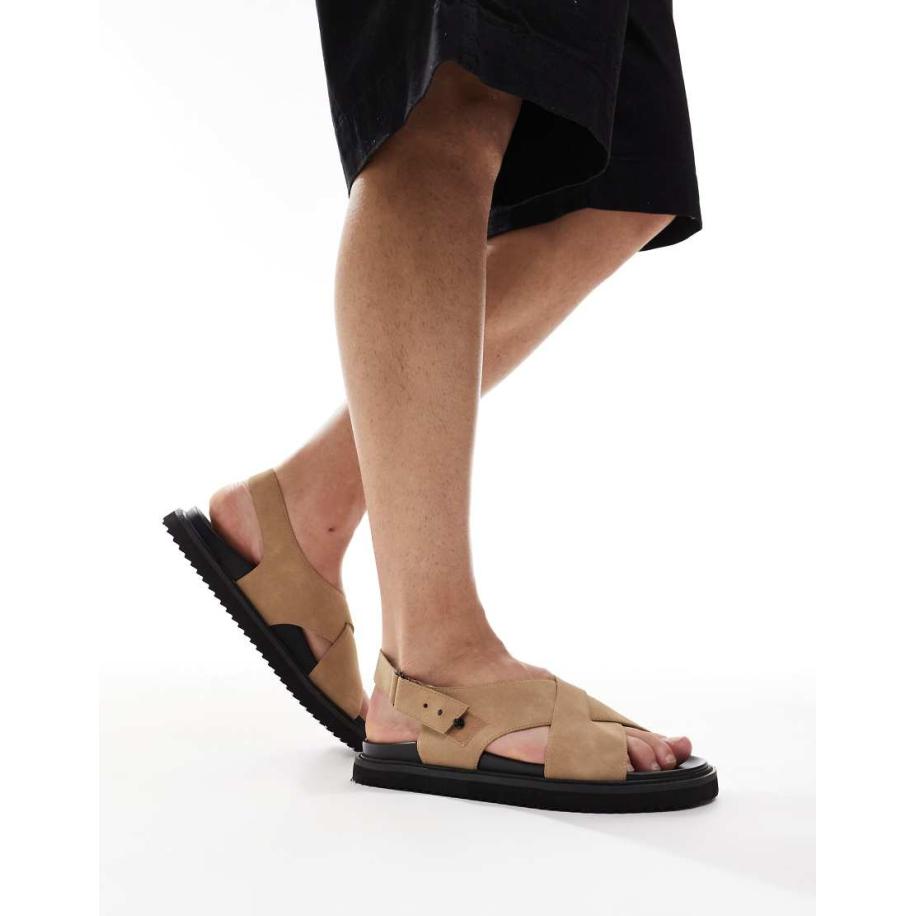 ASOS DESIGN - Sandalen met gekruiste banden in stone-Neutraal Multicolor