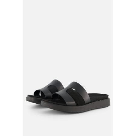 Ecco Flowt Slippers zwart Leer