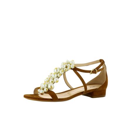 EVITA EVITA Sandalen met riem SALVINA cognac / wit