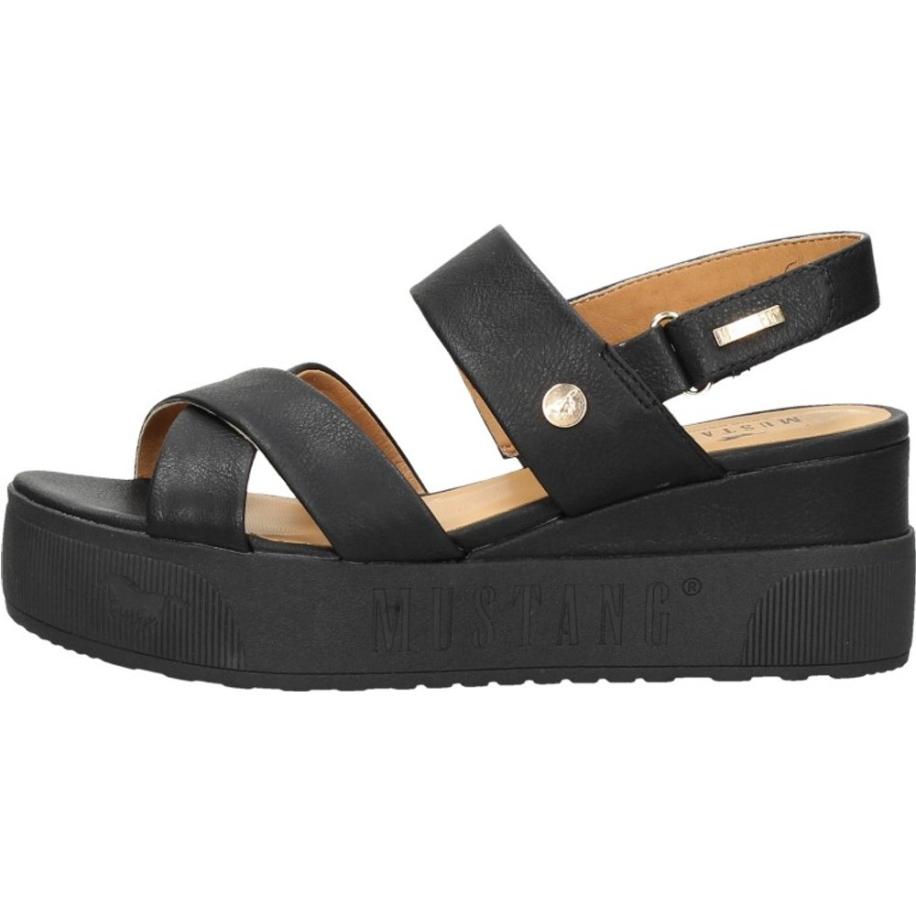 Mustang - Sandalen Plat Zwart