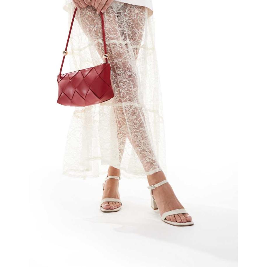 New Look Sandalen met linnenlook en blokhak-Wit Wit