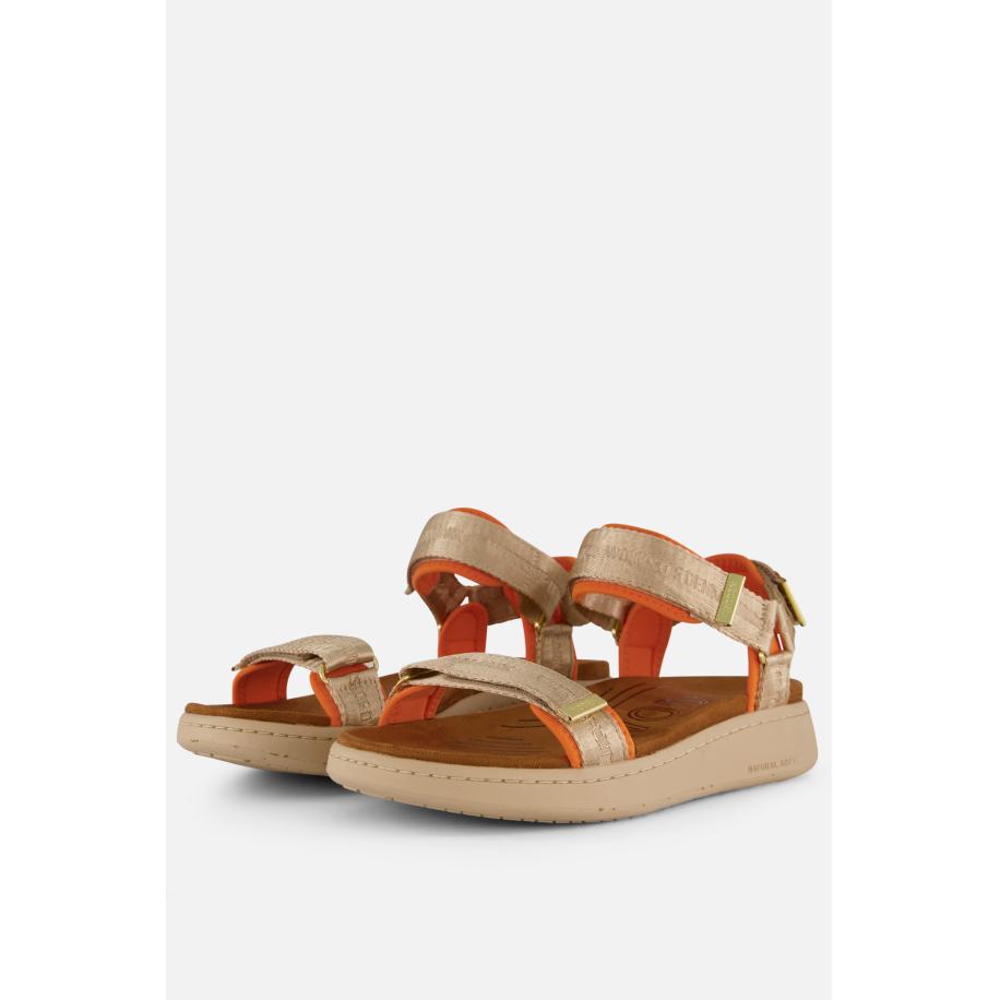 Woden Line Lite Sandalen beige Textiel Bruin