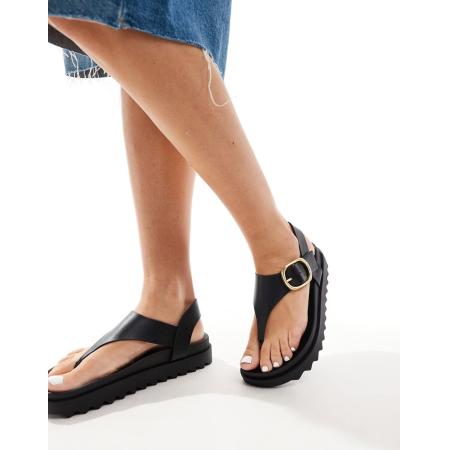 Stradivarius Teensandalen met gespdetail in zwart