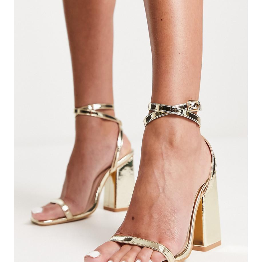 London Rebel Sandalen met blokhak en brede pasvorm in goud Goud