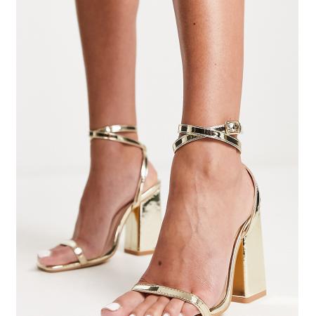 London Rebel Sandalen met blokhak en brede pasvorm in goud