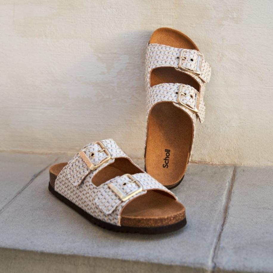 Scholl Noelle Raffia Slippers wit Synthetisch Wit