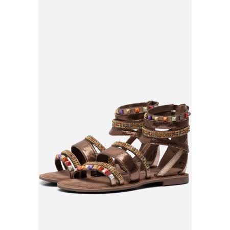 Lazamani Sandalen brons Leer