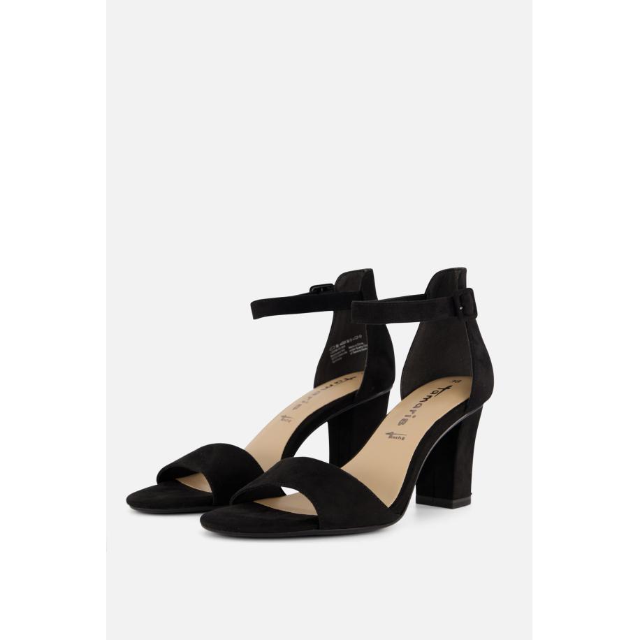 Tamaris Sandalen met hak zwart Textiel Zwart