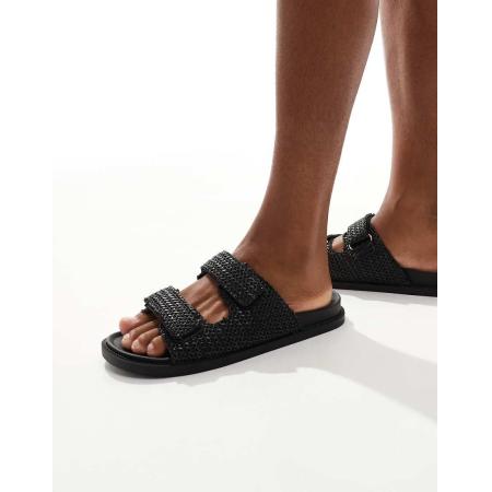SEQWL - Kidman - Sandalen met banden van raffia in zwart