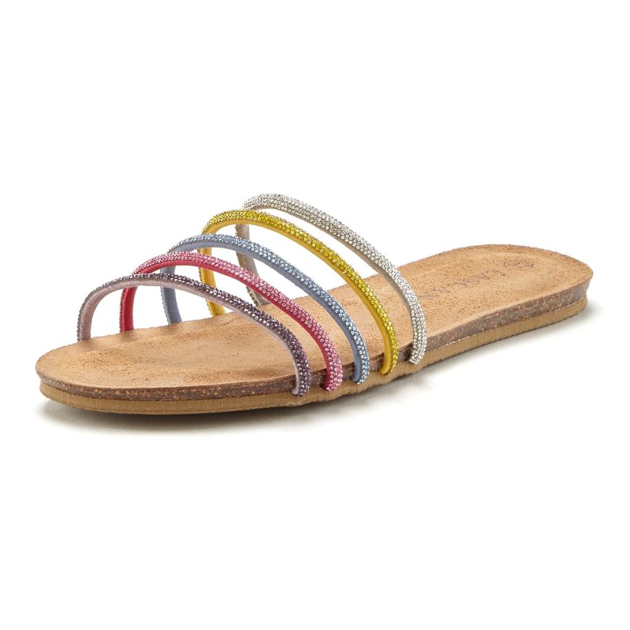 Lascana LASCANA Muiltjes geel / mauve / cranberry / zilver -