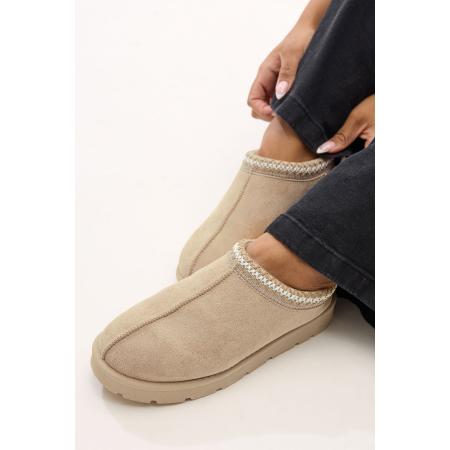 Yours Zwarte Geborduurde Muiltjes Van Imitatiesuède In Standaard Pasvormsize Standard > 41