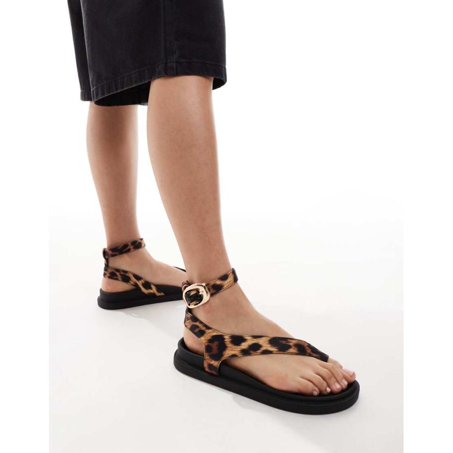London Rebel Sandalen met teenlus in luipaardprint-Veelkleurig Multicolor