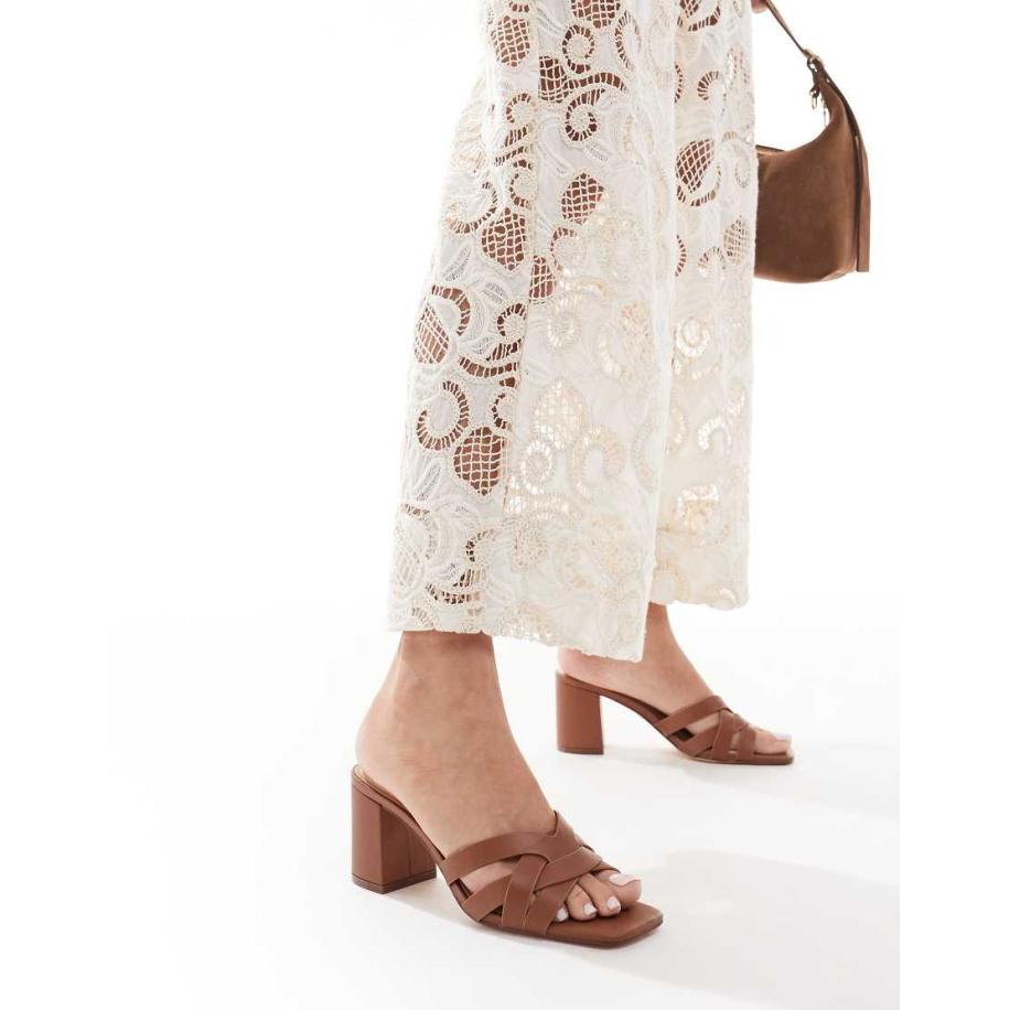 New Look Geweven muiltjes met hak in camel-Neutraal Multicolor