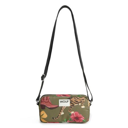 Wouf Wouf Schoudertas Daily brokaat / olijfgroen / watermeloen rood / zwart