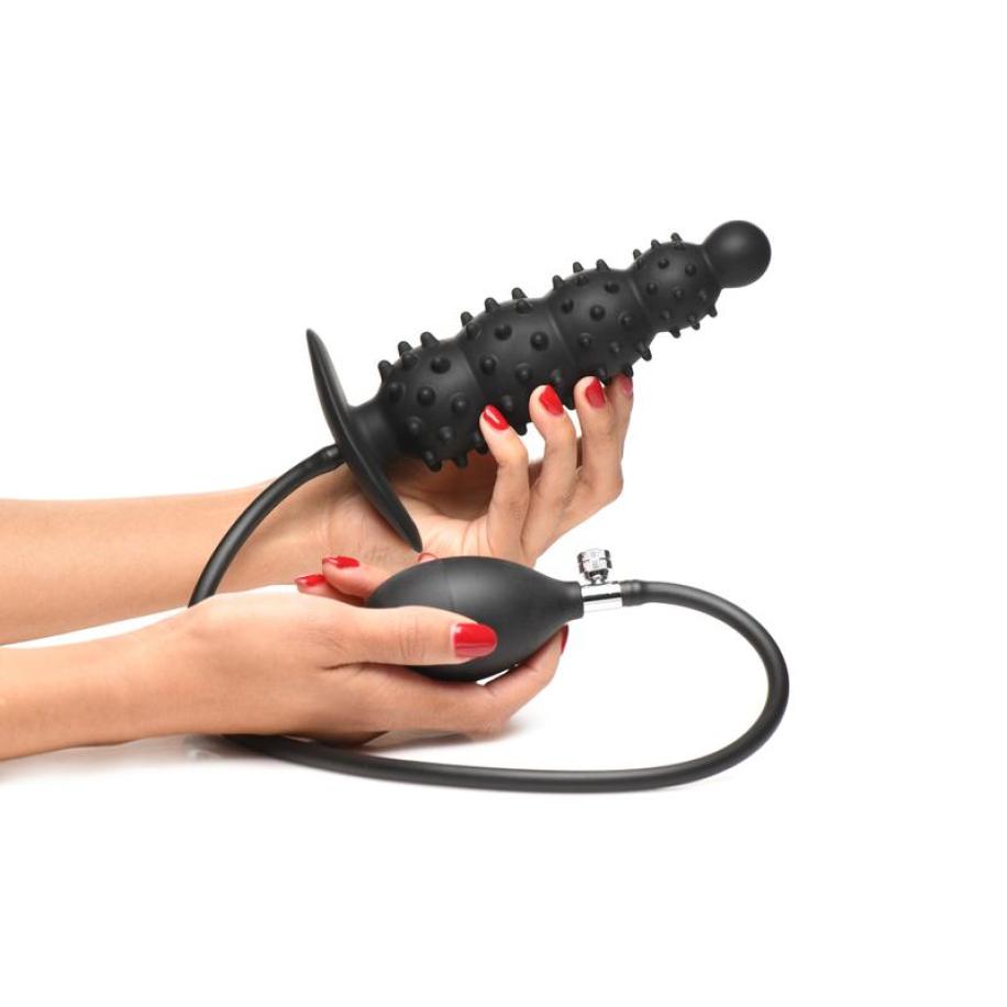 Geribbelde Opblaasbare Anaalplug Zwart Zwart