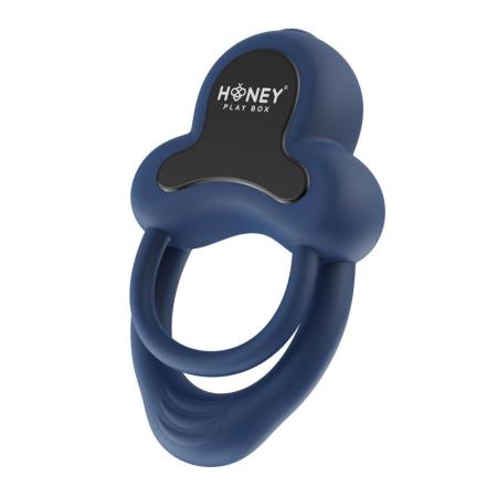 HoneyPlayBox - Anello-app-bestuurde vibrerende dubbele cockring met clitorisstimulator Blauw