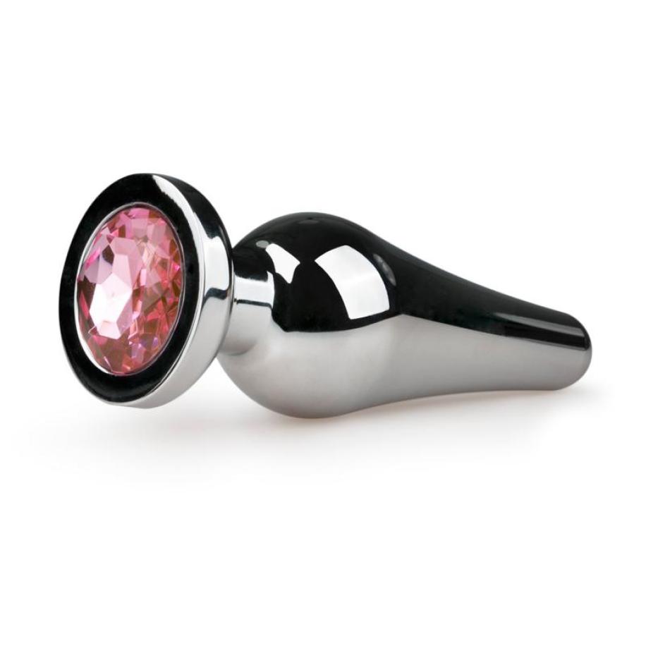 Buttplug met diamant - Zilver/Roze Roze
