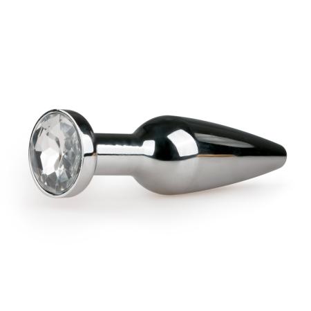 Zilveren smalle buttplug met diamant