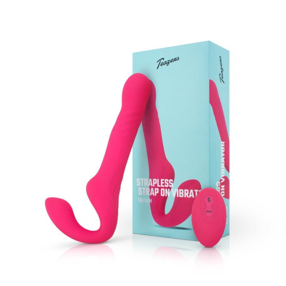 Teazers Strapless Strap On Vibrator Roze Roze