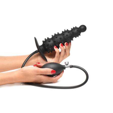 Geribbelde Opblaasbare Anaalplug Zwart