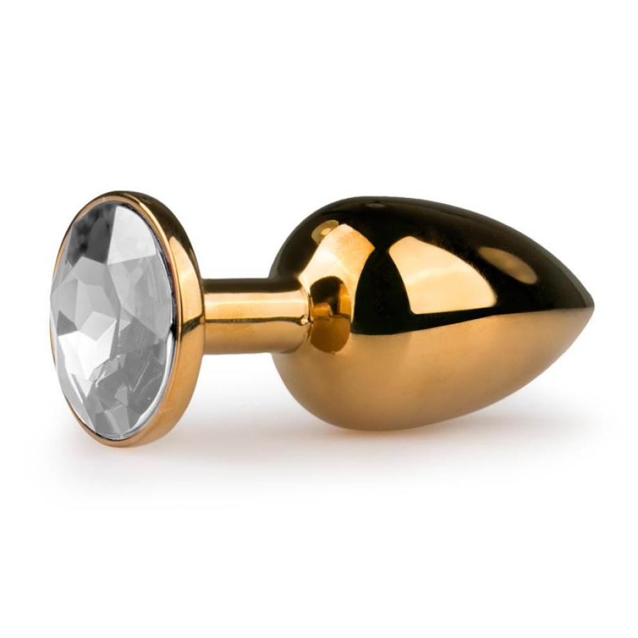 Buttplug met steen - Goud/Transparant Goud