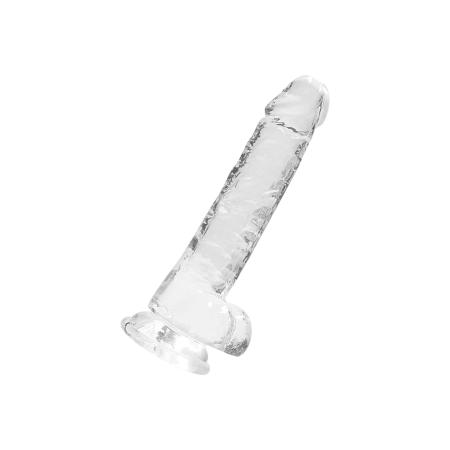 RealRock Crystal Clear - Dildo with Balls 19 cm