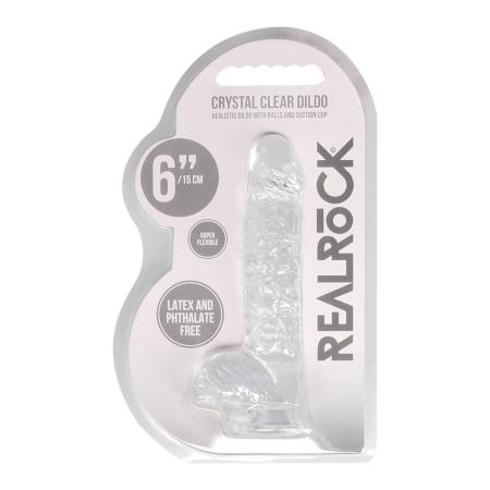 RealRock Crystal Clear - Dildo with Balls 17 cm