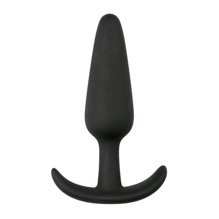 Zwarte kleine buttplug met handvat
