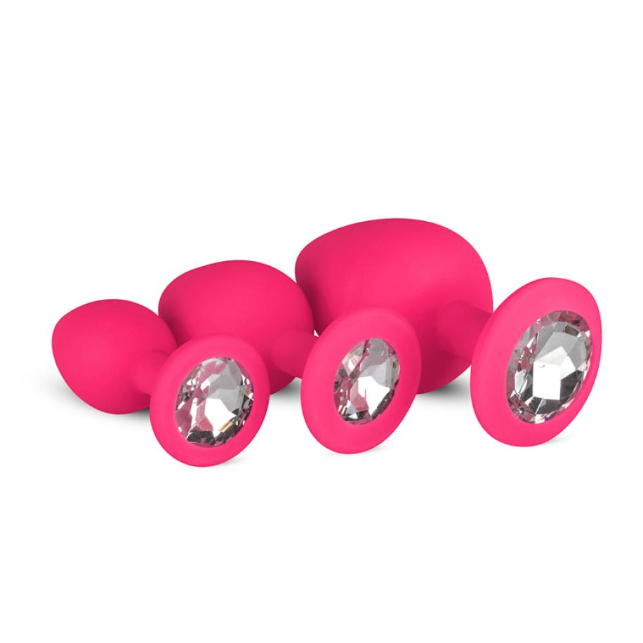Siliconen Buttplug Met Diamant - Roze Roze