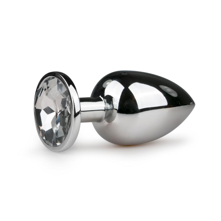 Zilveren metalen buttplug met kristal Zilver