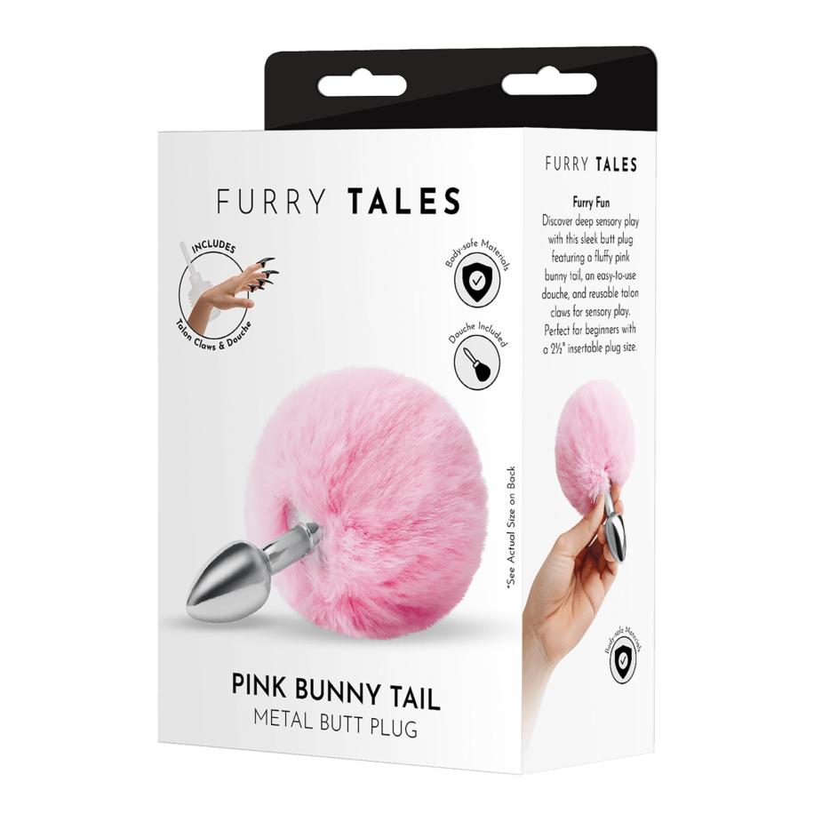 Whipsmart Fluffy Bunny Tail - Metal Butt Plug 12 cm -