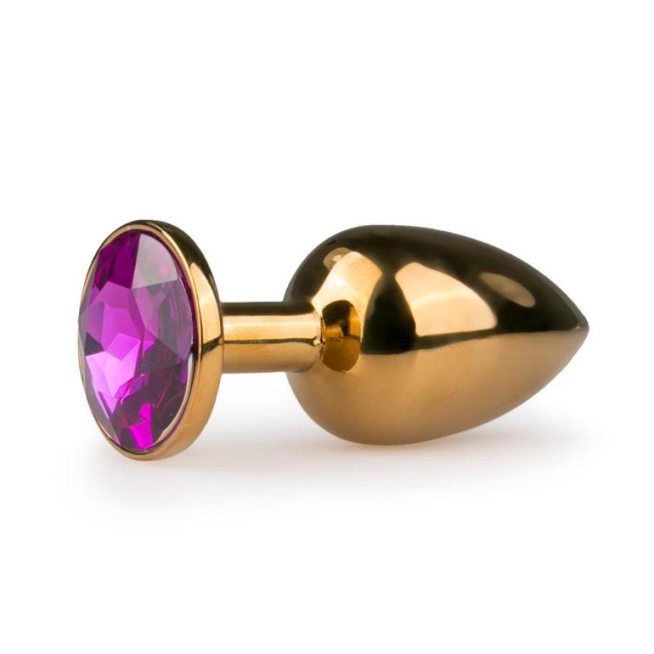 Buttplug met ronde steen - Goud/Roze Goud