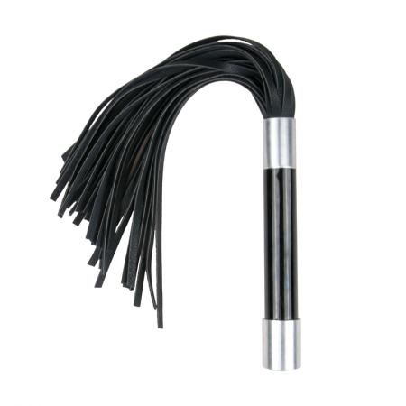 Zwarte flogger met metalen handvat