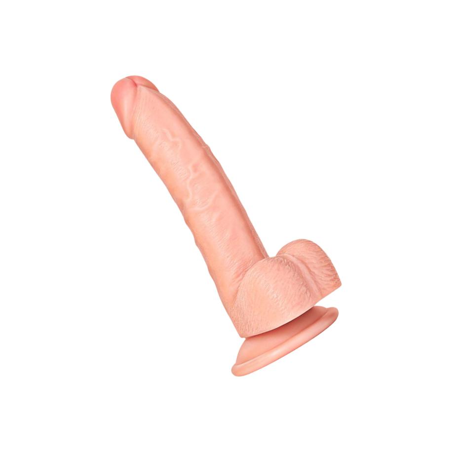 RealRock Ultra Realistic Skin - Curved Dildo with Balls 20 cm -