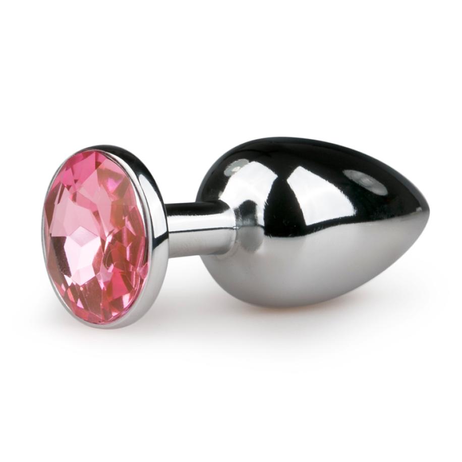 Buttplug met kristal - Zilver/Roze Zilver
