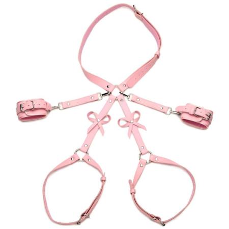 Bondageharnas met strikken M/L Roze