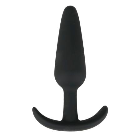 Zwarte medium buttplug met handvat