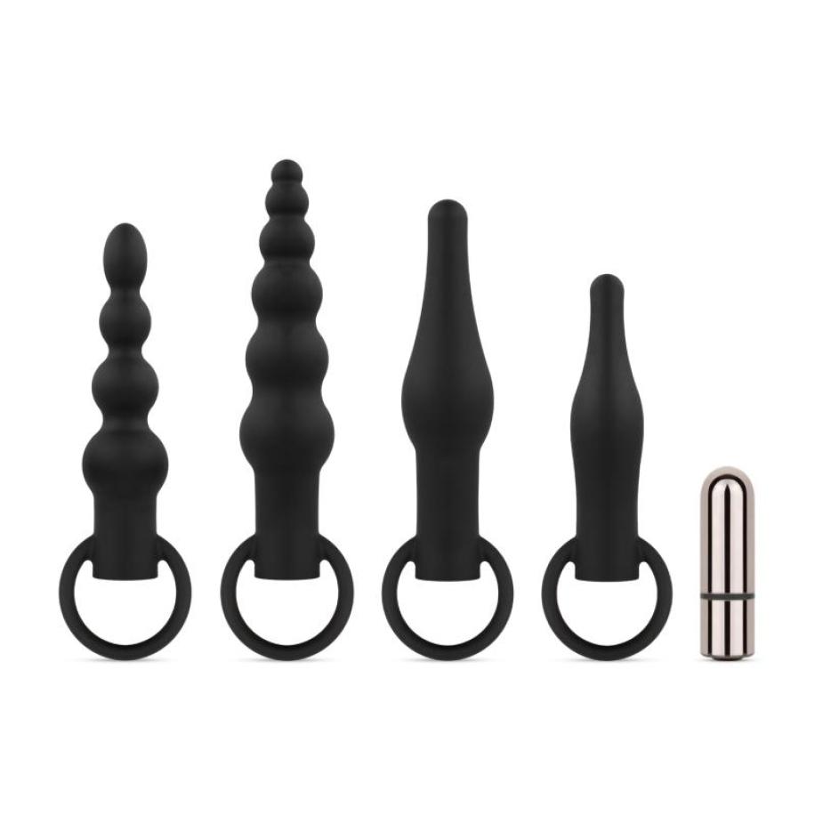 Anaal Plug Set Met Bullet Vibrator - Zwart Zwart