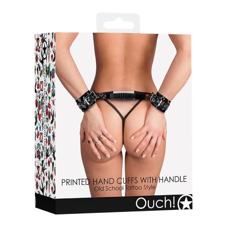 Ouch! Printed Hand Cuffs with Handle