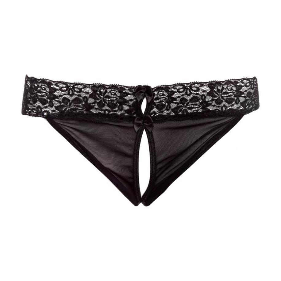 Open Kruis String Zwart Zwart