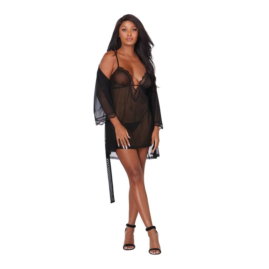 Dreamgirl Chemise & Robe Set 2 onderdelen -