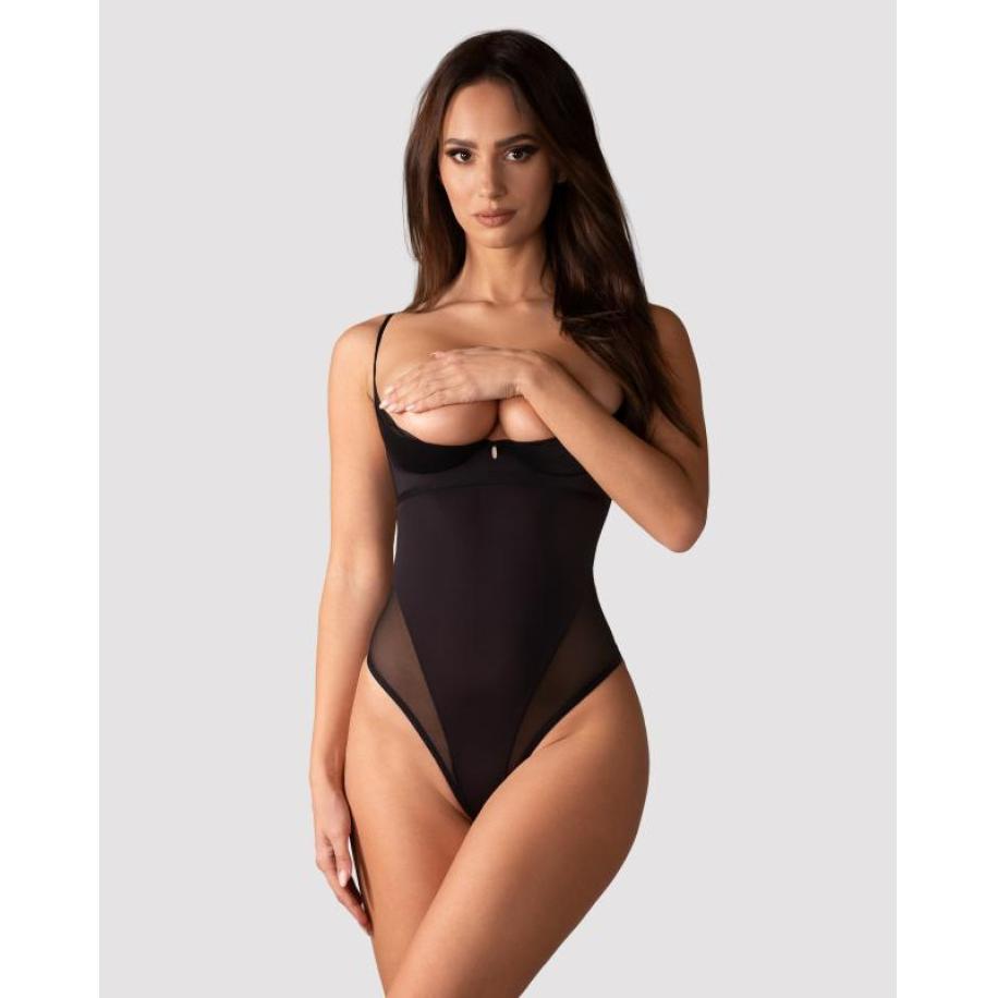 Obsessive -Stelisa Open Kruis Body - Zwart Zwart