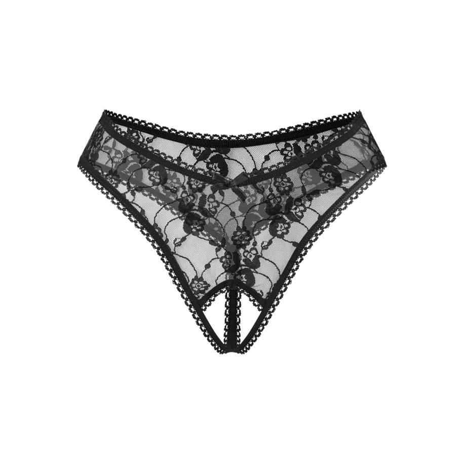 Rimba Sexy Ouvert-String met siernaad en kant -