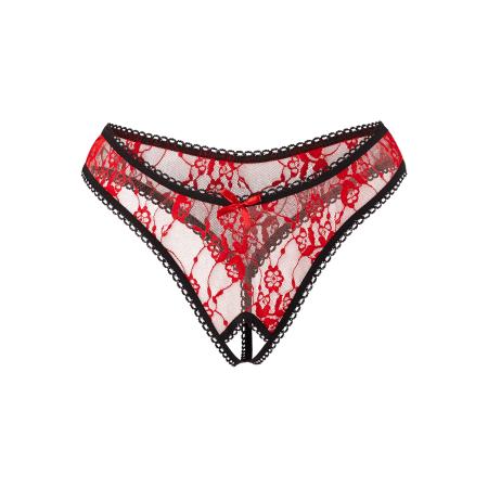 Rimba Sexy Ouvert-String met siernaad en kant