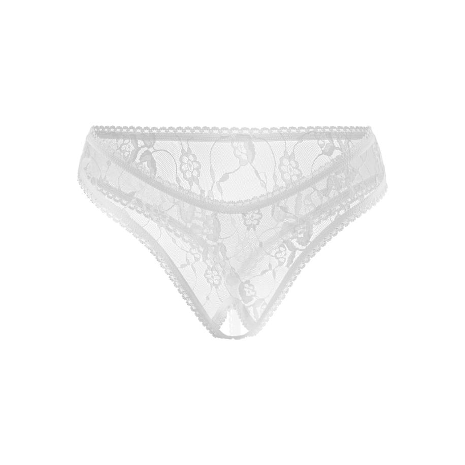 Rimba Sexy Ouvert-String met siernaad en kant -