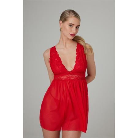 Babydoll & String Lieve Rood