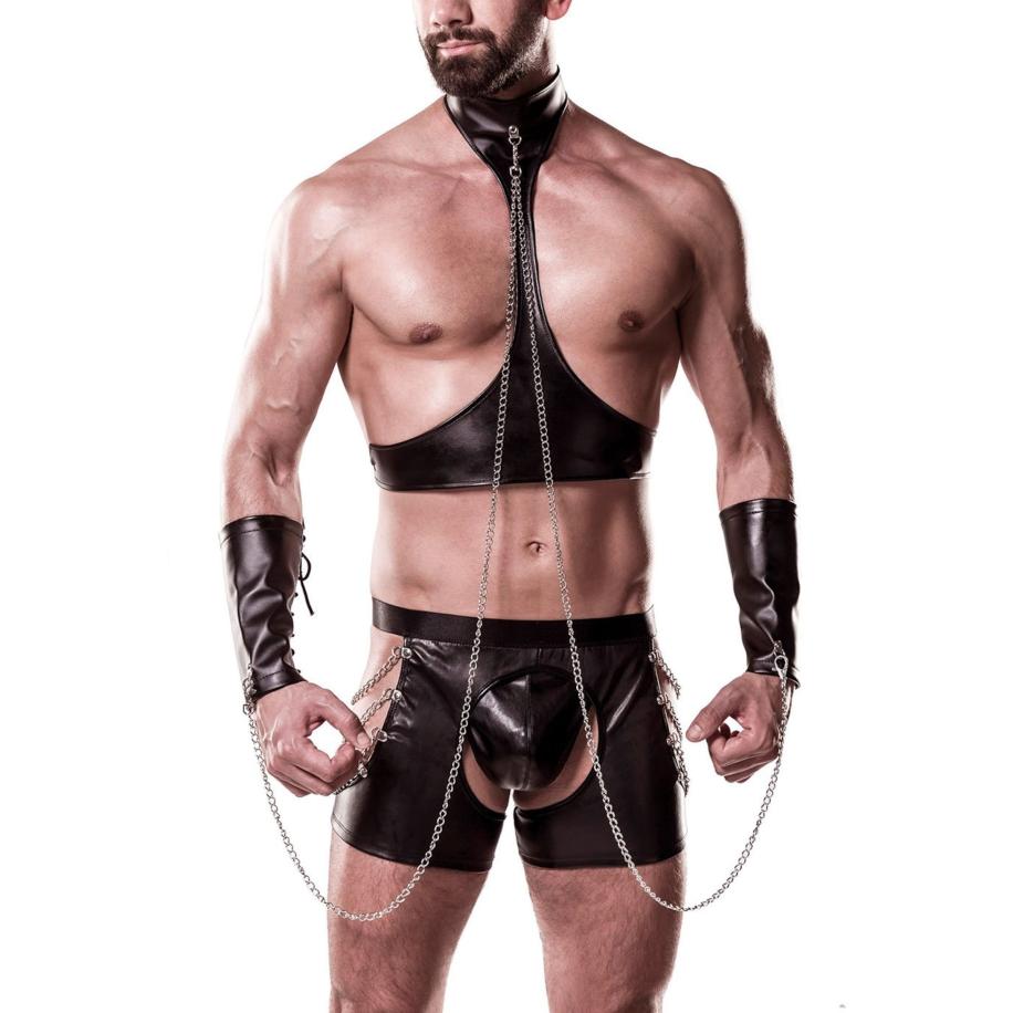 Grey Velvet Harness in wetlook 4 delig -