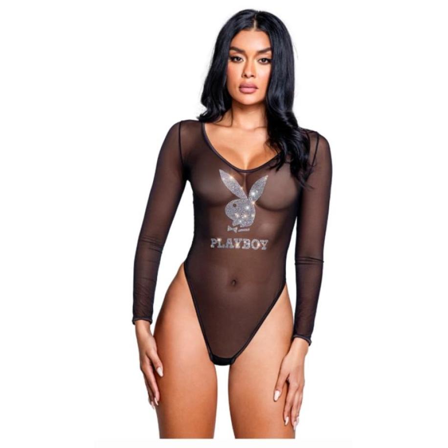 Playboy Lingerie Sparkling Bunny Teddy Zwart