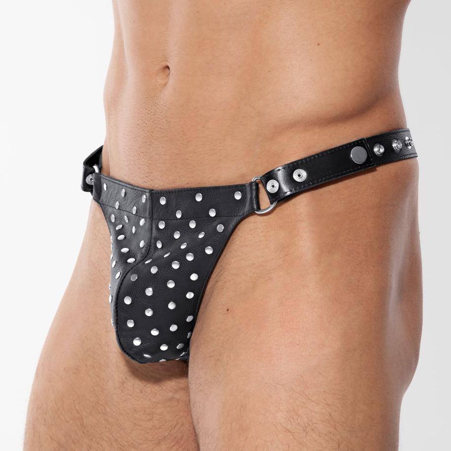 Rimba Leder-string met klinknagels -