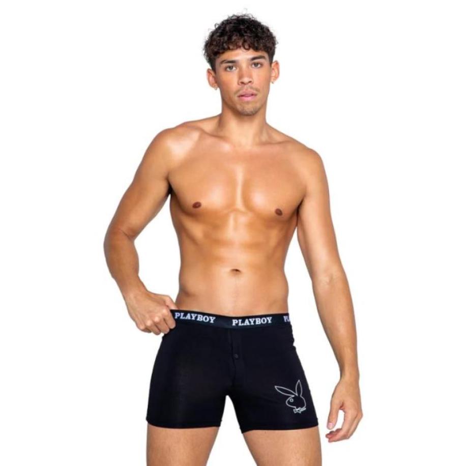 Playboy Lingerie - Heren Tuxedo Boxer - Zwart Zwart